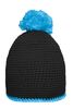 Pompon Hat with Contrast Stripe black/turquoise 